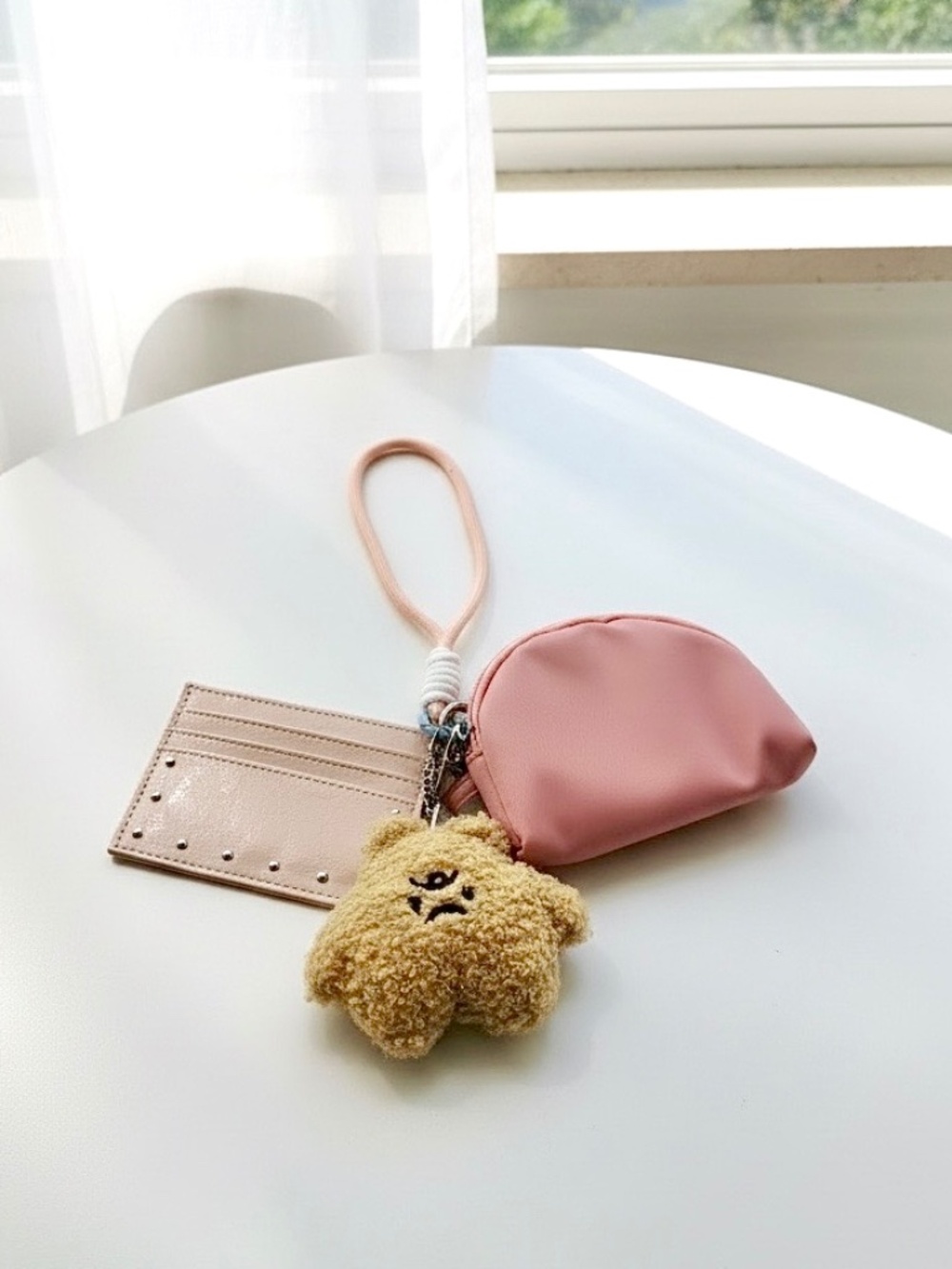 Pink Wallet Accessory Bundle | Card Holder + Mini Pouch + Plush Charm